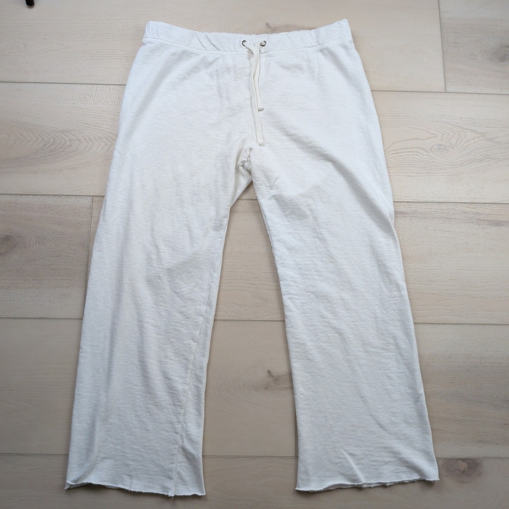 James Perse Los Angeles French Terry Cutoff Sweatpants White Wide Leg Womens S